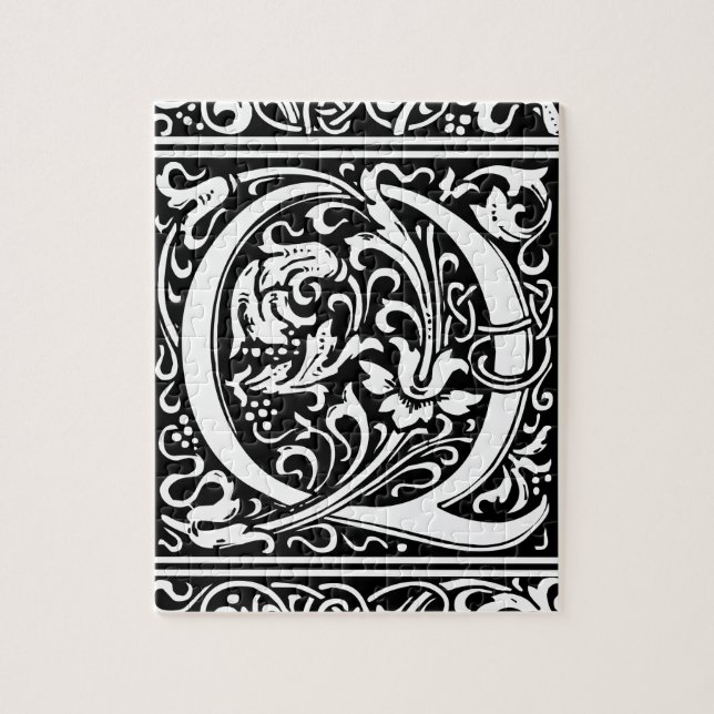 Letter Q Mediaeval Monogram Art Nouveau Jigsaw Puzzle (Vertical)