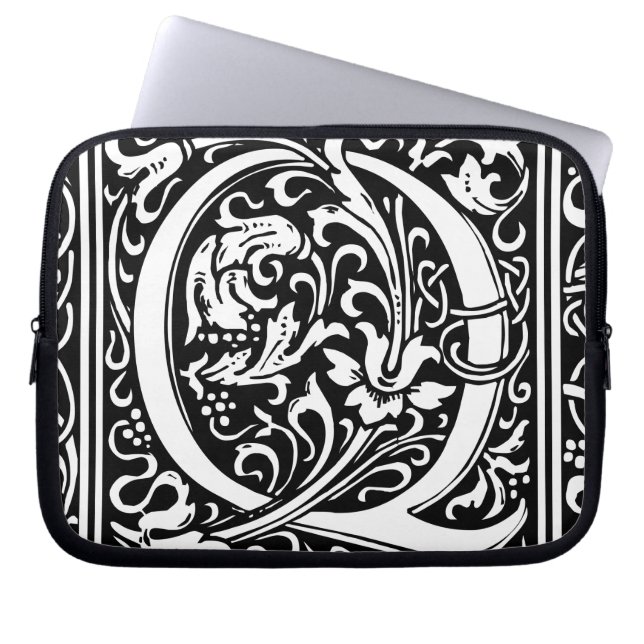 Letter Q Mediaeval Monogram Art Nouveau Laptop Sleeve (Front)