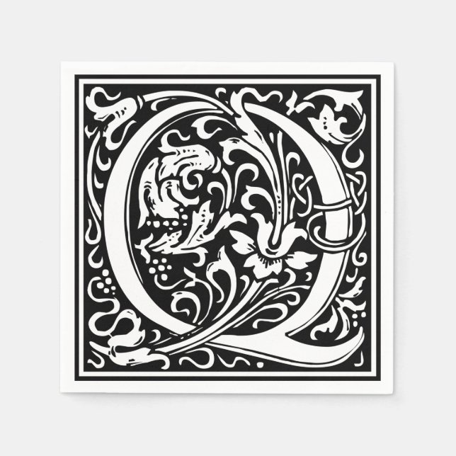 Letter Q Mediaeval Monogram Art Nouveau Napkin (Front)