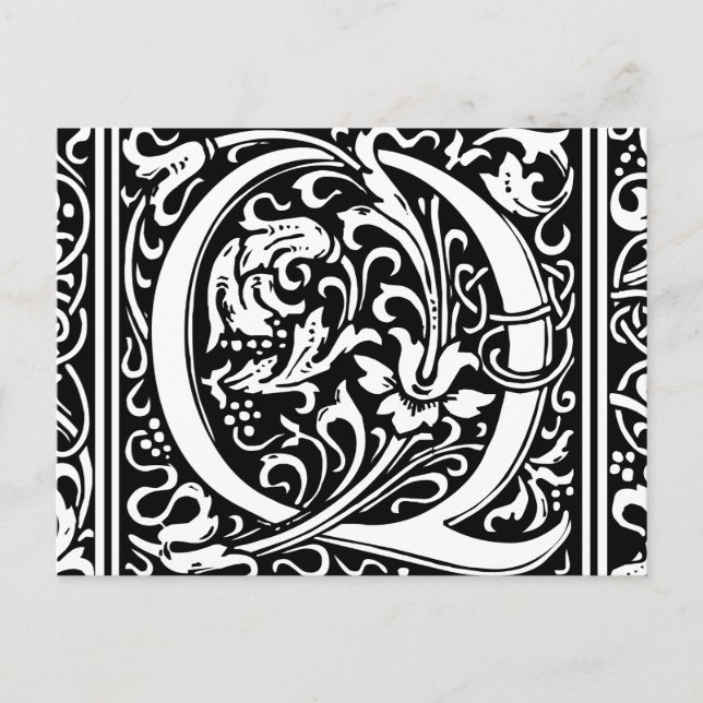 Letter Q Mediaeval Monogram Art Nouveau Postcard (Front)