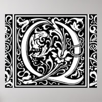 Letter Q Mediaeval Monogram Art Nouveau