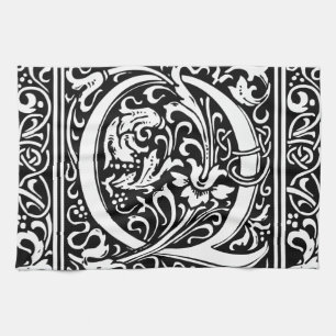 Letter Q Mediaeval Monogram Art Nouveau Tea Towel