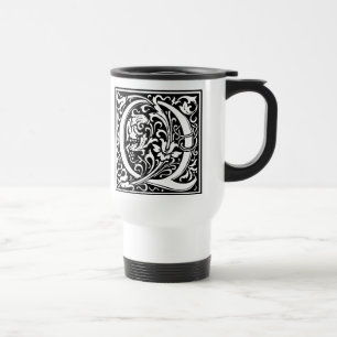 Letter Q Mediaeval Monogram Art Nouveau Travel Mug