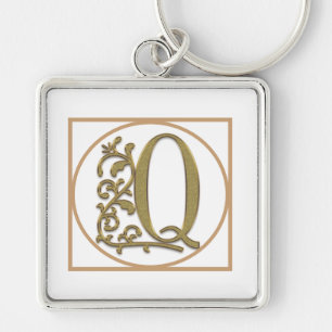 LETTER Q MONOGRAM Beautiful Wedding New Home Gift Key Ring