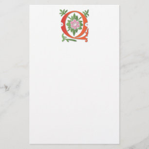 Letter Q Monogram Fleur de lis Stationery