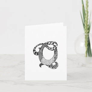 Letter Q Monogram in Black and White Note Card