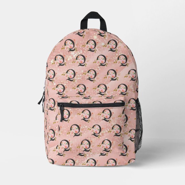 Letter Q Printed Backpack (Front)