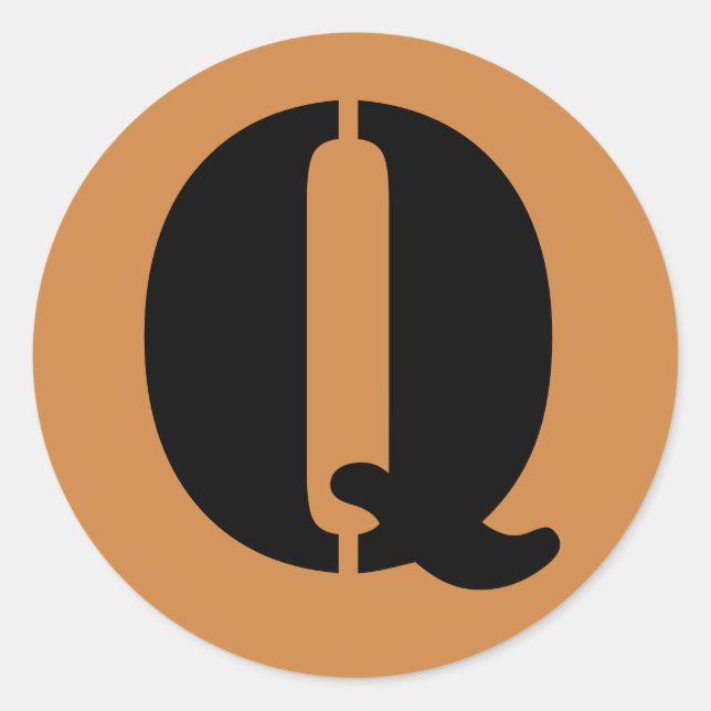 Letter Q Stencil Alphabet by Janz Peru Gold Classic Round Sticker (Front)