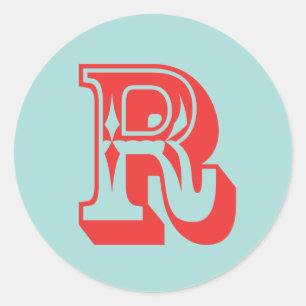 Letter R carnival style monogram initial favour Classic Round Sticker
