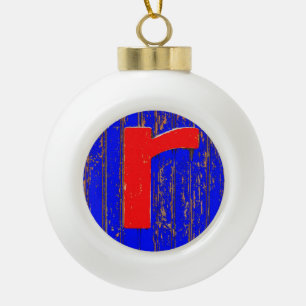 Letter r ceramic ball christmas ornament