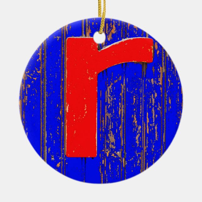 Letter r ceramic ornament (Front)