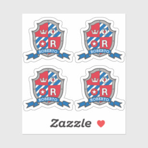 Letter R custom name Roberto eagle knights crest