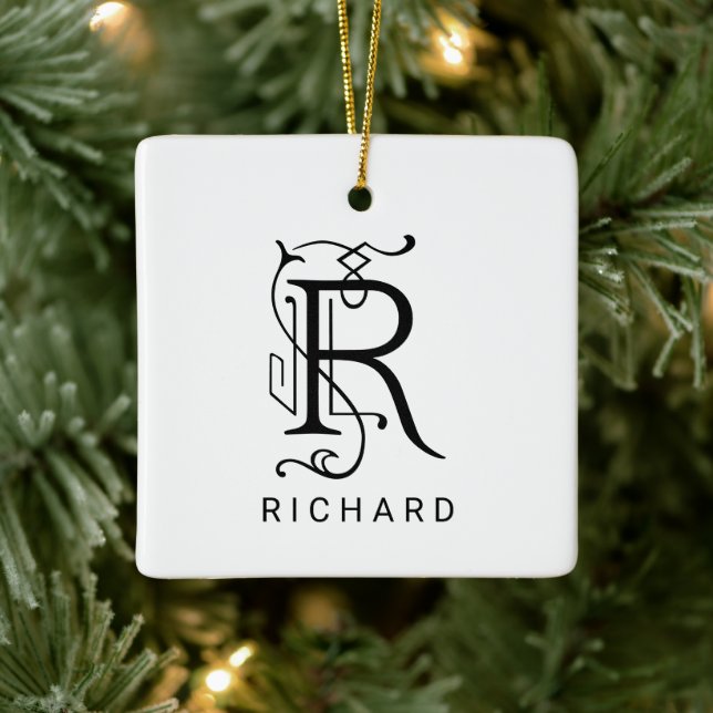 Letter R Elegant Monogram Christmas Ornament (Tree)