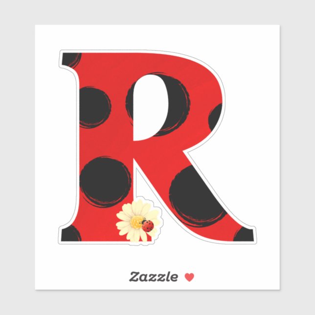 Letter R Ladybug Print with Ladybug and Flower (Sheet)