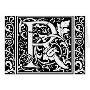 Letter R Mediaeval Monogram Art Nouveau