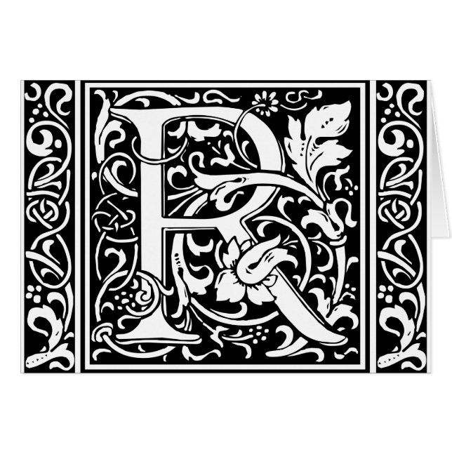 Letter R Mediaeval Monogram Art Nouveau (Front Horizontal)