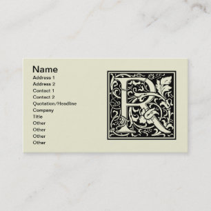Letter R Mediaeval Monogram Art Nouveau Business Card