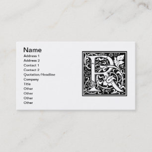 Letter R Mediaeval Monogram Art Nouveau Business Card