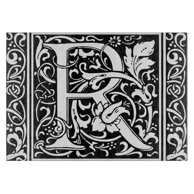 Letter R Mediaeval Monogram Art Nouveau Cutting Board (Front)