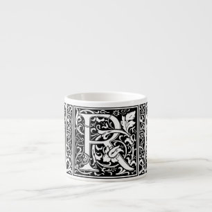 Letter R Mediaeval Monogram Art Nouveau Espresso Cup
