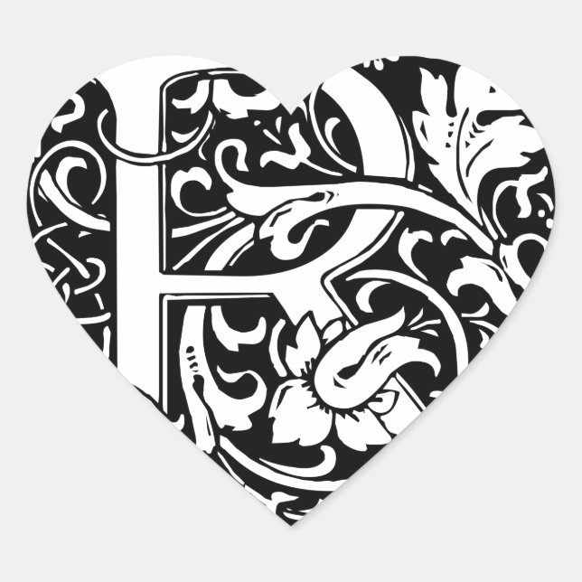 Letter R Mediaeval Monogram Art Nouveau Heart Sticker (Front)