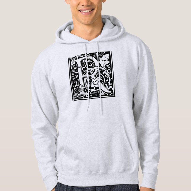 Letter R Mediaeval Monogram Art Nouveau Hoodie (Front)
