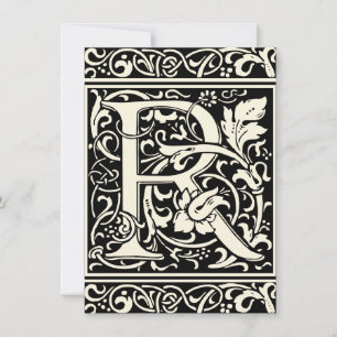 Letter R Mediaeval Monogram Art Nouveau Invitation