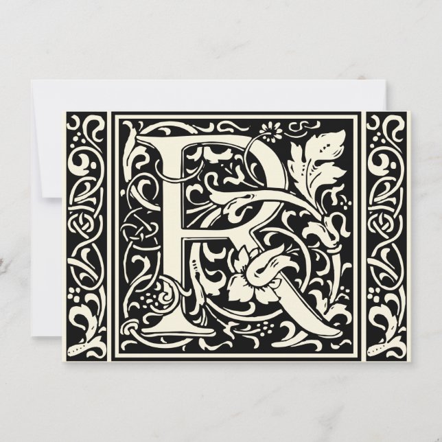Letter R Mediaeval Monogram Art Nouveau Invitation (Front)