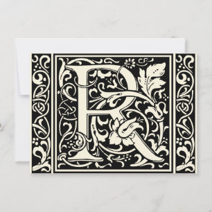 Letter R Mediaeval Monogram Art Nouveau Invitation