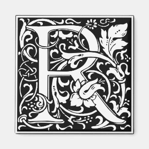 Letter R Mediaeval Monogram Art Nouveau Magnet
