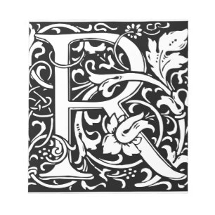 Letter R Mediaeval Monogram Art Nouveau Notepad