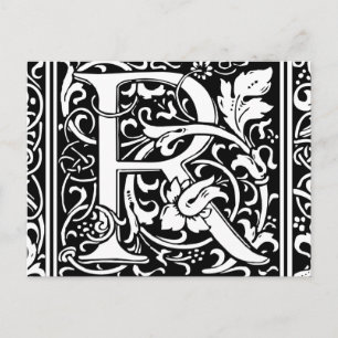 Letter R Mediaeval Monogram Art Nouveau Postcard