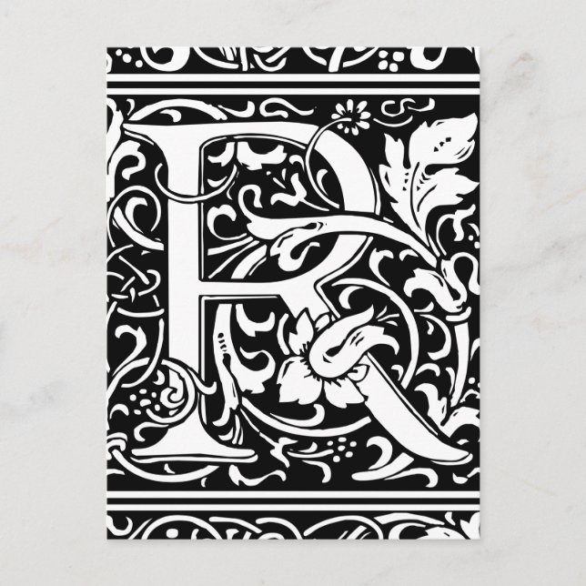 Letter R Mediaeval Monogram Art Nouveau Postcard (Front)