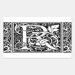 Letter R Mediaeval Monogram Art Nouveau Rectangular Sticker