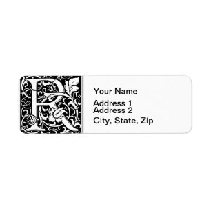 Letter R Mediaeval Monogram Art Nouveau Return Address Label