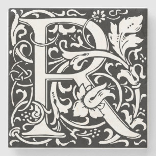Letter R Mediaeval Monogram Art Nouveau Stone Coaster