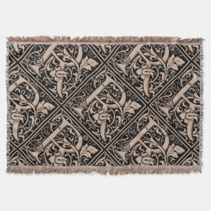 Letter R Mediaeval Monogram Art Nouveau Throw Blanket