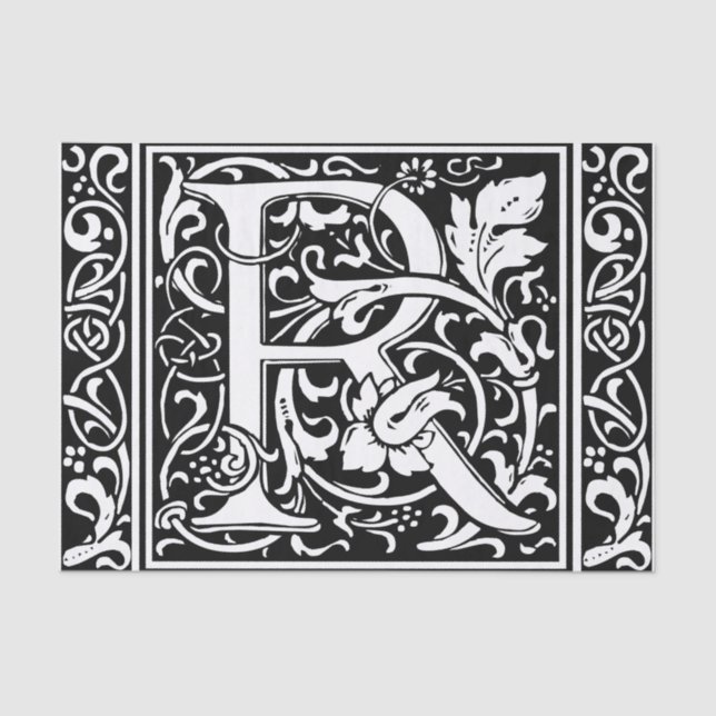 Letter R Mediaeval Monogram Art Nouveau Tissue Paper (Front)