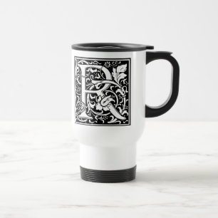 Letter R Mediaeval Monogram Art Nouveau Travel Mug