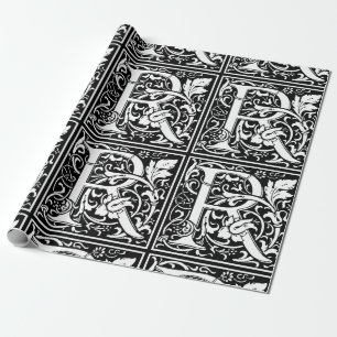 Letter R Mediaeval Monogram Art Nouveau Wrapping Paper