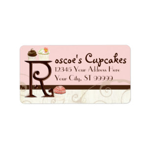 Letter R Monogram Dessert Bakery Address Labels