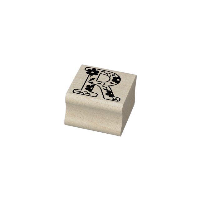 Letter R Monogram Floral Rubber Stamp (Stamp)