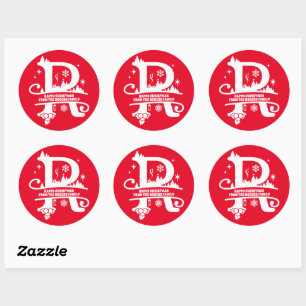 Letter R Monogram Initial Family Name Greeting Classic Round Sticker