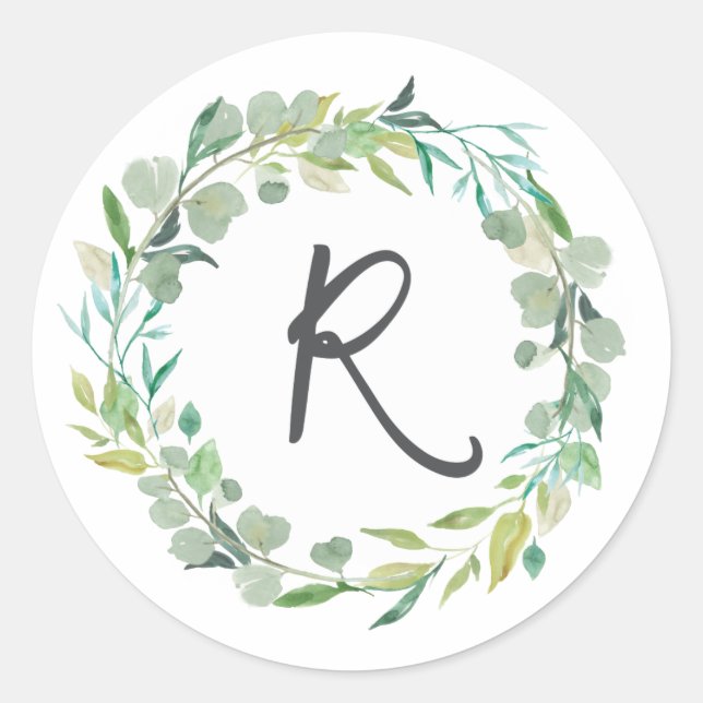 Letter R Monogram Initial Sticker Envelope Seal (Front)
