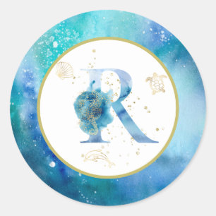 *~*  LETTER R -  Nautical Beach Envelope  Sticker