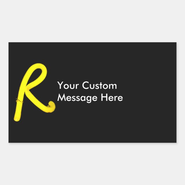 Letter "R" Neon Light Monogram Rectangular Sticker (Front)