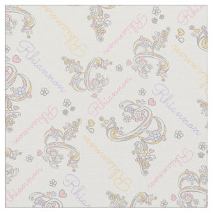 Letter R Rhiannon custom name pastel fabric