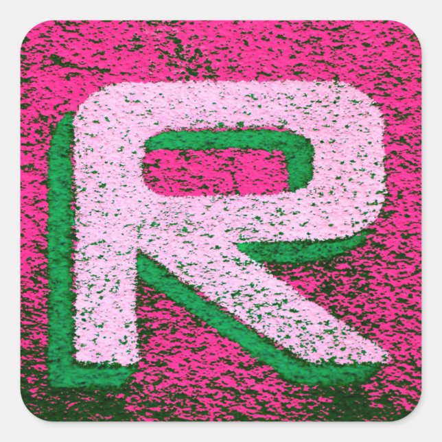 Letter r square sticker (Front)