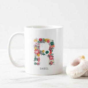 Letter R   Whimsical Floral Letter Monogram I Mug