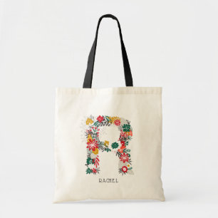 Letter R   Whimsical Floral Letter Monogram I Tote Bag